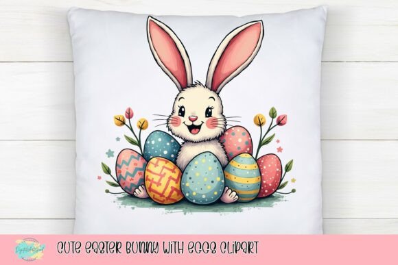 Download Cute Easter Bunny with Eggs Clipart - Egg Collection