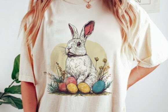 Download Retro Easter Bunny Eggs Graphic Png - Egg Collection