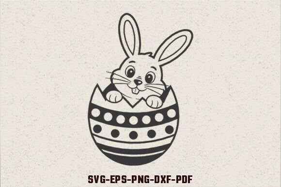 Download Cute Easter Bunny Peeking over Egg SVG - Egg Collection