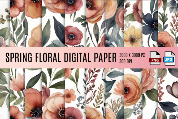 Download Spring Florals Digital Paper Bundle - Premium Resources
