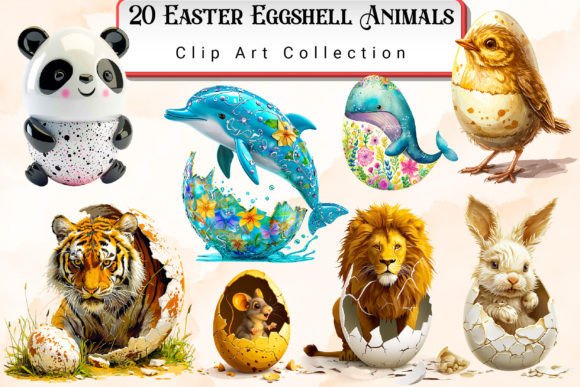 Download Easter Eggshell Animals Clipart Bundle - Egg Collection