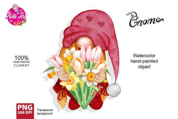 Download Watercolor Gnome with Flowers, Spring Gn - Premium Bundle