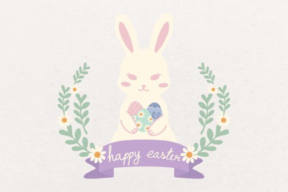 Download Easter Bunny Rabbit with Eggs Wreath - Egg Collection