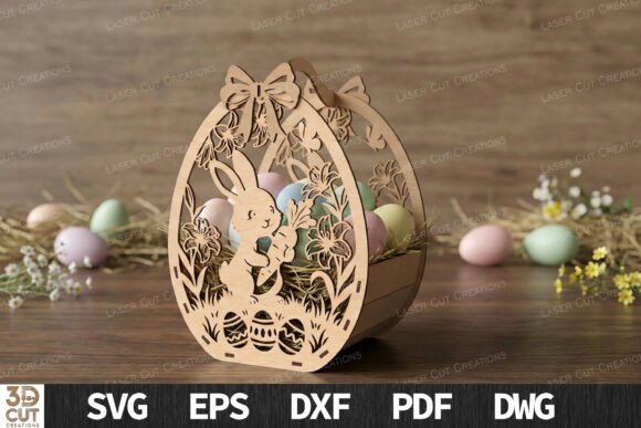 Download Bunny Easter Egg Basket SVG - Egg Collection