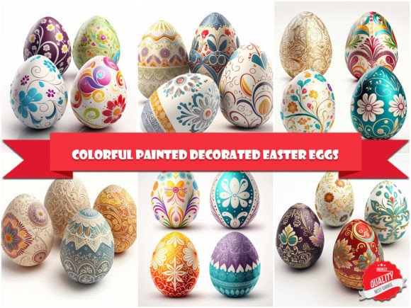 Download 4 Colorful Painted Decorated Easter Eggs - Egg Collection