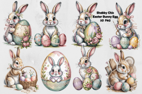 Download Shabby Chic Easter Bunny Egg PNG Bundle - Egg Collection