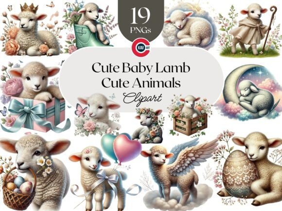 Download Cute Lamb with Flowers, Easter Graphics - Easter graphics Collection