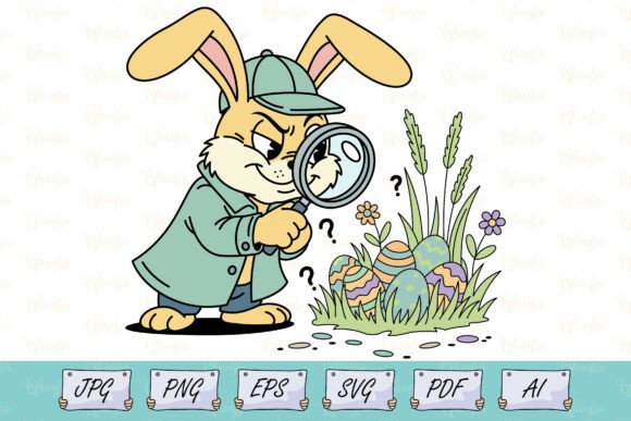 Download Funny Easter Bunny Egg Detective Svg - Egg Collection