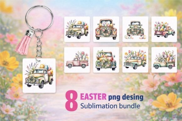 Download 8 Easter Truck with Flowers and Eggs PNG - Egg Collection