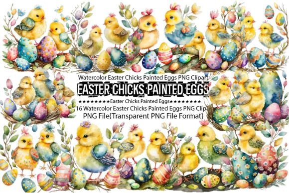 Download Watercolor Easter Chicks Painted Eggs - Egg Collection