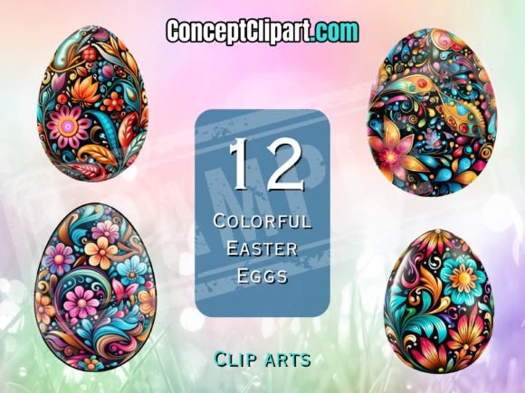 Download 12 Colorful Easter Egg Clipart Bundle - Egg Collection